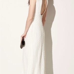 Elegant White Sequined Sleeveless Dress